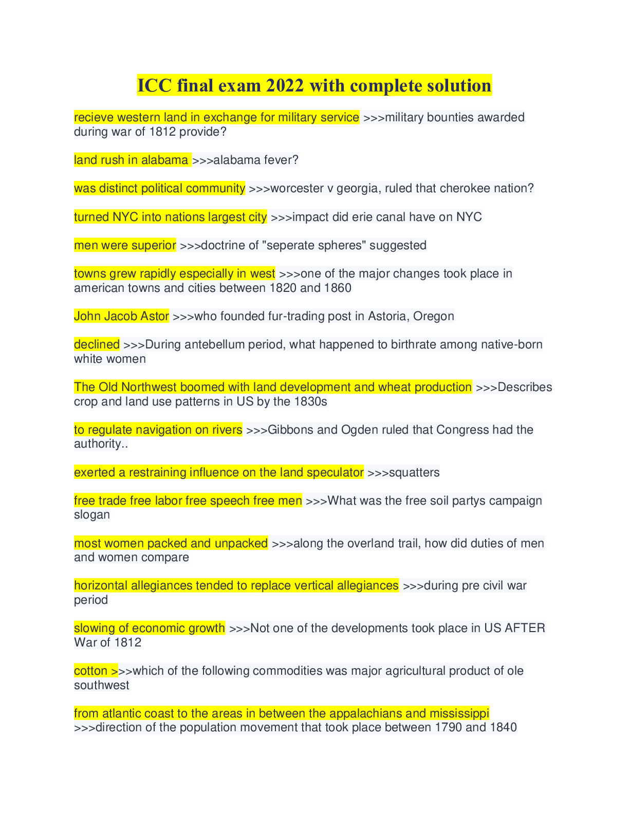 ICC final exam 2022 with complete solution Browsegrades